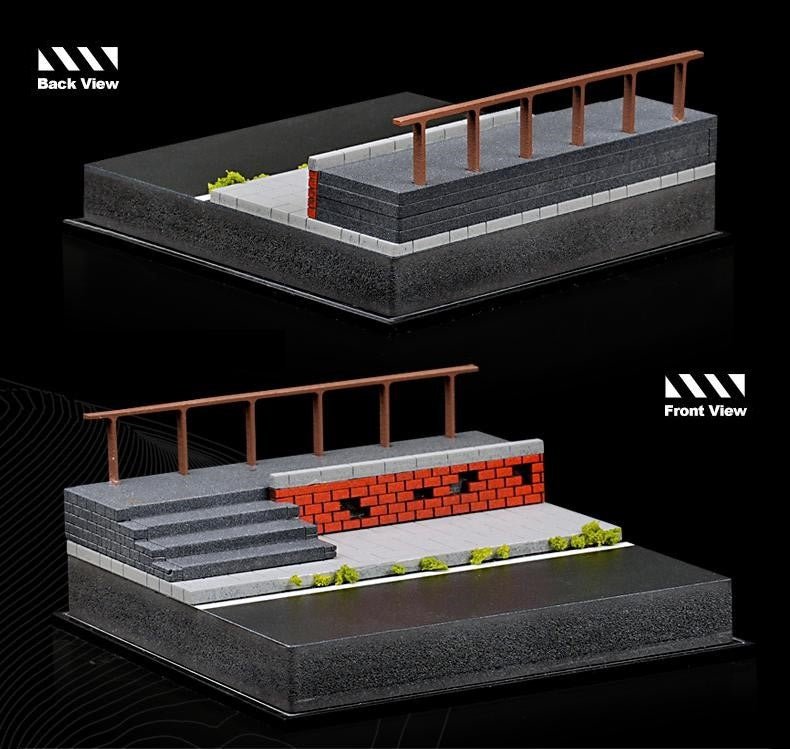 収蔵家 SCJ-82019-A 1/64 街角ミニジオラマ001 階段＆レンガウォール