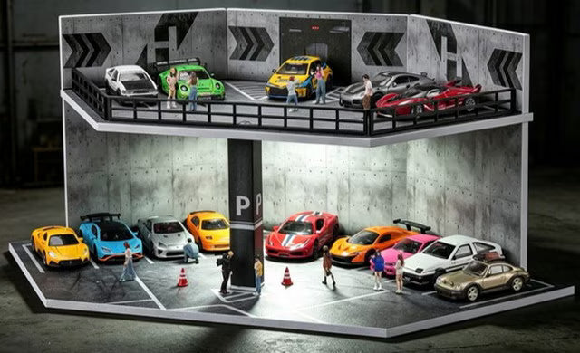 【2026年9月下旬以降発売予定】 SHOUCANGJIA SCJ-82079 1/64 Urban Scene Diorama Parking Deck with Lights