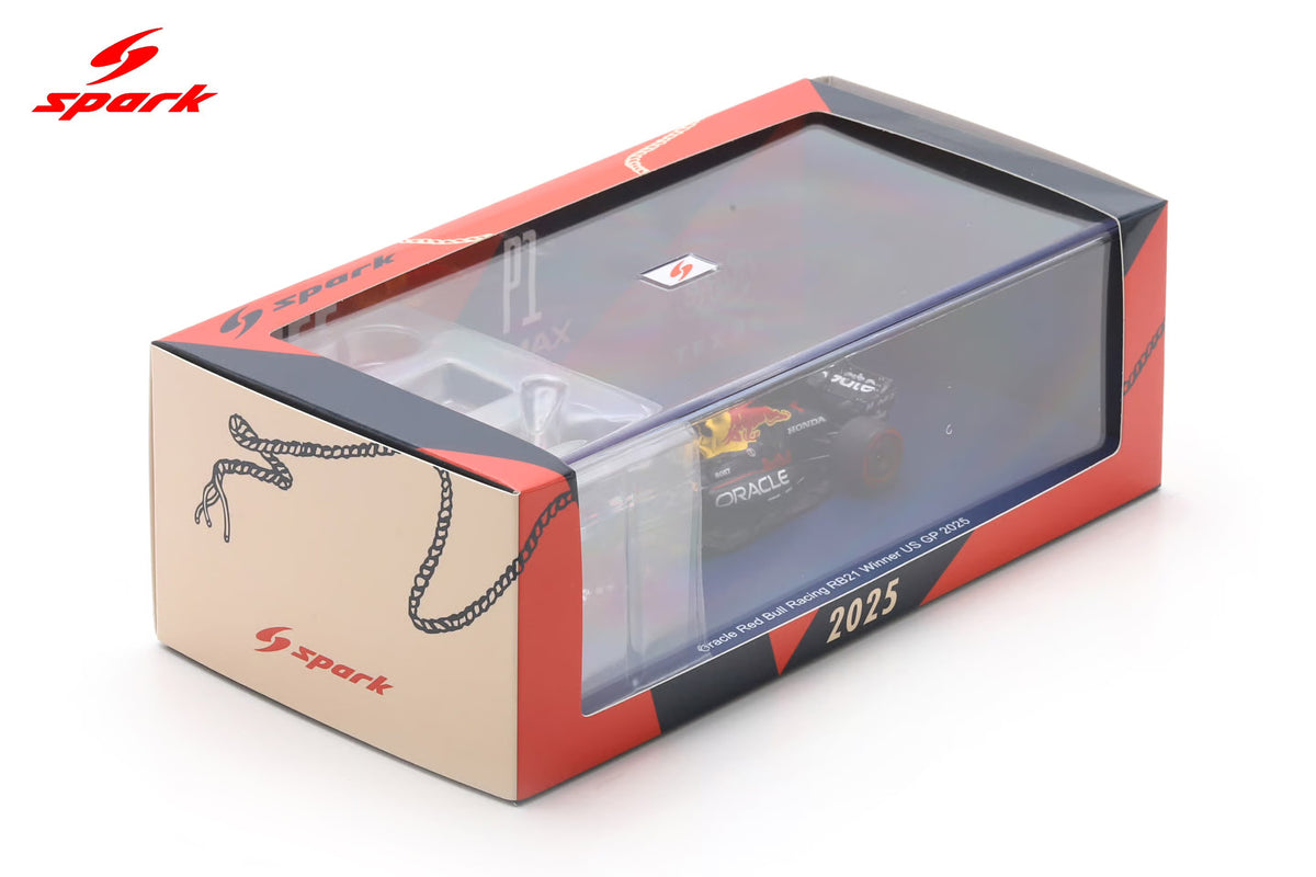 Spark S9666 1/43 Red Bull Racing RB21 No.1 Oracle Red Bull Racing Winner US GP 2025 Max Verstappen