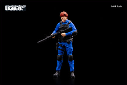 【2026年12月以降発売予定】 SHOUCANGJIA 64208B 1/64 Special Police Officer Holding a Gun (Blue Outfit) Figure