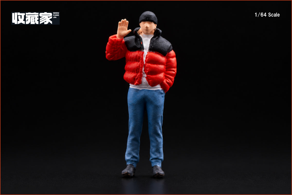 【2026年12月以降発売予定】 SHOUCANGJIA 64467B 1/64 Man Wearing an Orange Down Jacket Figure