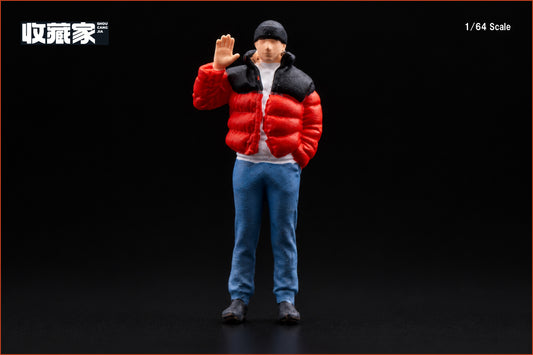 【2026年12月以降発売予定】 SHOUCANGJIA 64467B 1/64 Man Wearing an Orange Down Jacket Figure