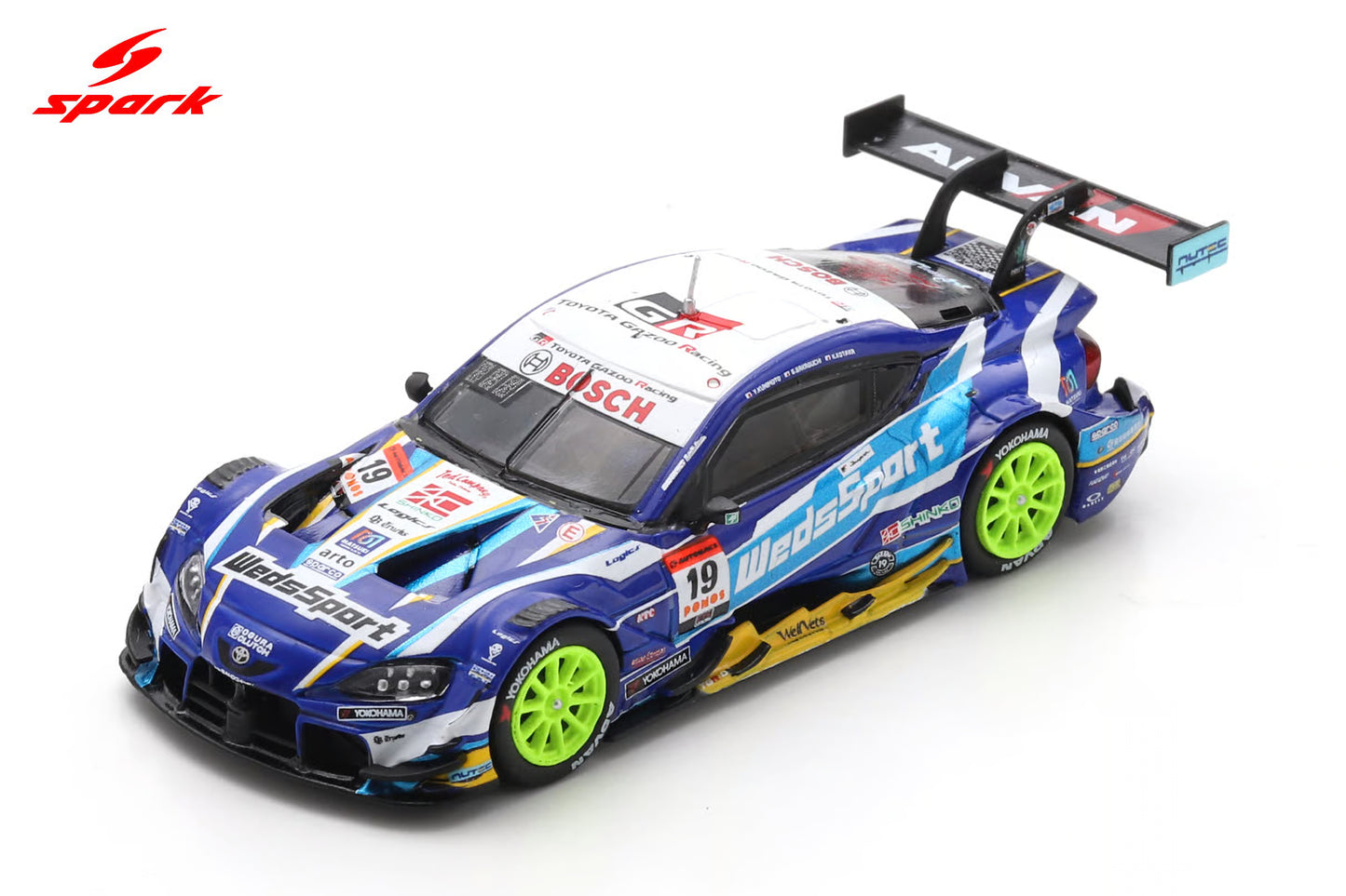 Spark 64SGT25019 1/64 WedsSport ADVAN GR Supra TGR TEAM WedsSport BANDOH No.19 GT500 SUPER GT 2025 Y. Kunimoto - S. Sakaguchi
