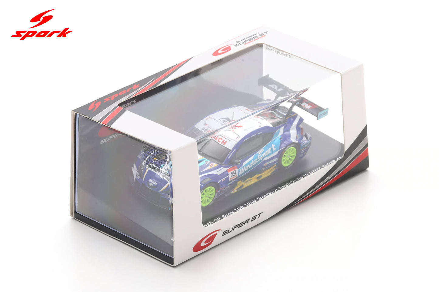 Spark 64SGT25019 1/64 WedsSport ADVAN GR Supra TGR TEAM WedsSport BANDOH No.19 GT500 SUPER GT 2025 Y. Kunimoto - S. Sakaguchi