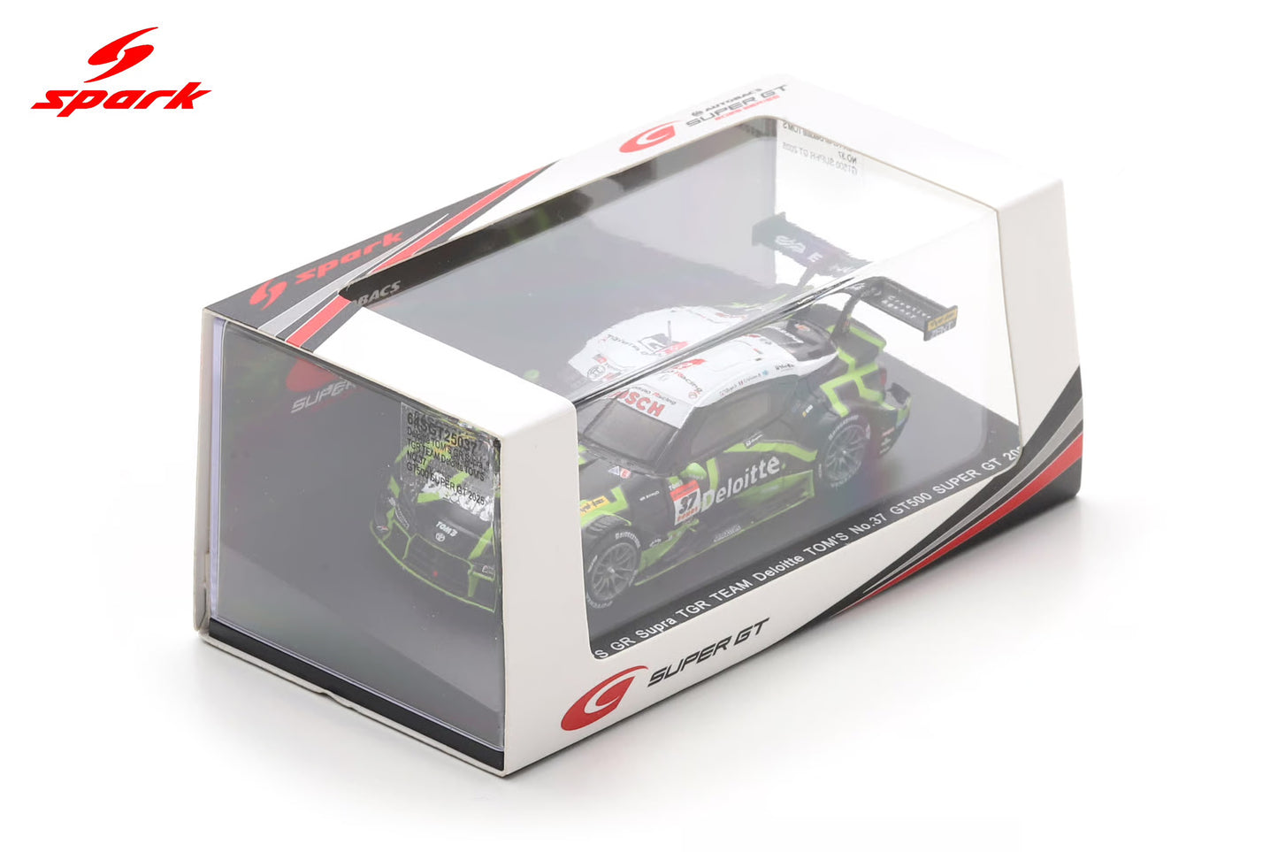 Spark 64SGT25037 1/64 Deloitte TOM'S GR Supra TGR TEAM Deloitte TOM'S No.37 GT500 SUPER GT 2025 U. Sasahara - G. Alesi