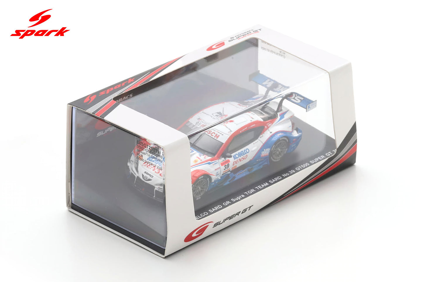 Spark 64SGT25039 1/64 DENSO KOBELCO SARD GR Supra TGR TEAM SARD No.39 GT500 SUPER GT 2025 Y. Sekiguchi - S. Fenestraz