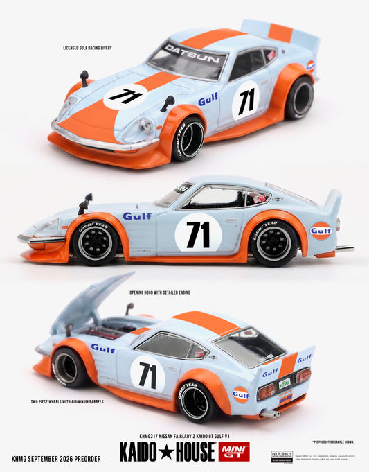 【2027年3月以降発売予定】 MINI GT KHMG317 1/64 Nissan Fairlady Z Kaido GT GULF V1 RHD