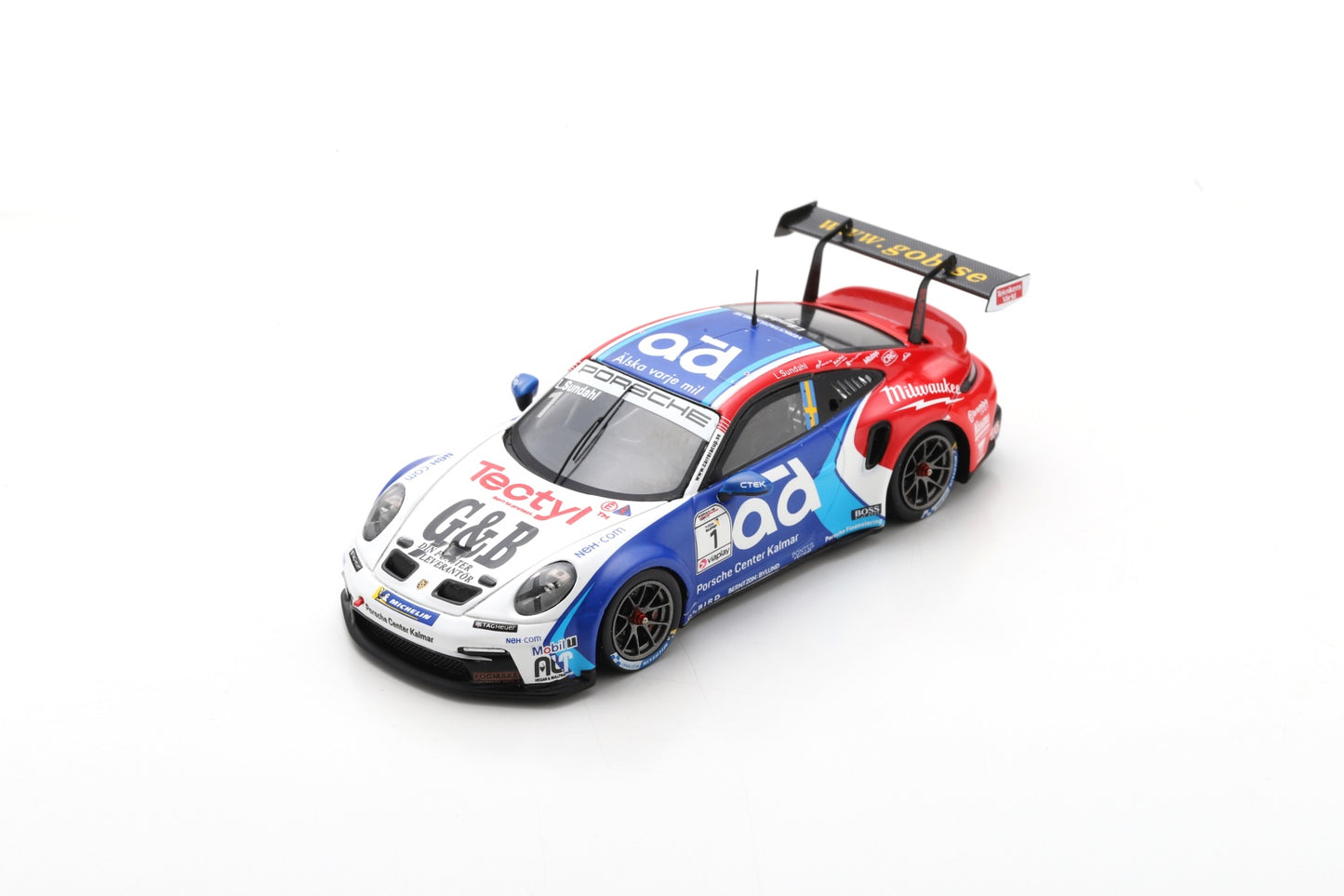 Spark S5233 1/43 Porsche 911 GT3 Cup No.1 Porsche Carrera Cup Scandinavia Champion 2022Lukas Sundahl