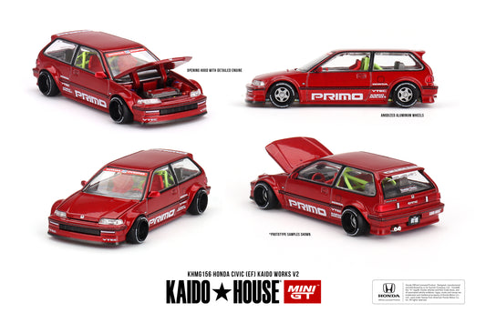 【2025年3月以降発売予定】 MINI GT KHMG156 1/64 Honda シビック EF Kaido Works V2(左ハンドル)