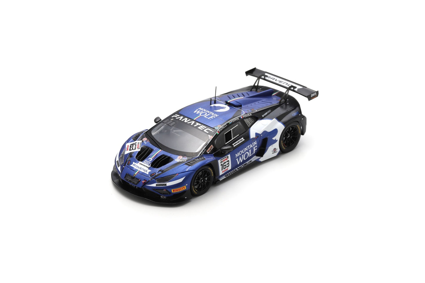 Spark SB782 1/43 Lamborghini Huracán GT3 EVO 2 No.163 GRT Grasser Racing Team Pole Position/5th 24H Spa 2024 F. Perera – M. Mapelli – J. Pepper