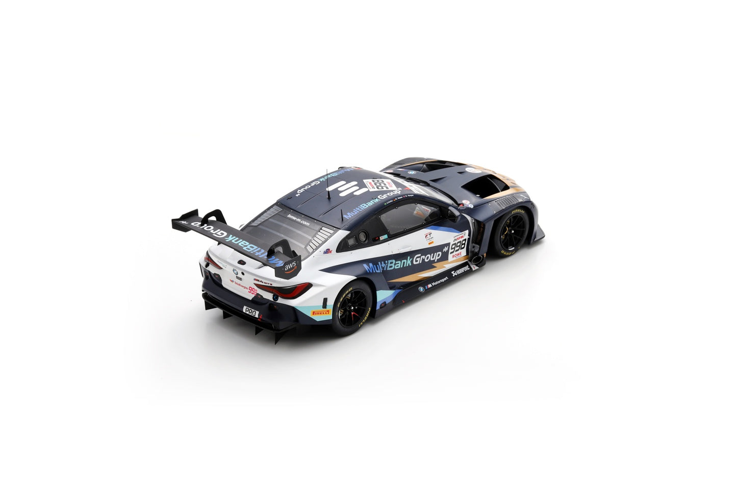 Spark 18SB077 1/18 BMW M4 GT3 No.998 Rowe Racing 6th 24H Spa 2024 A. Farfus – D. Harper – M. Hesse