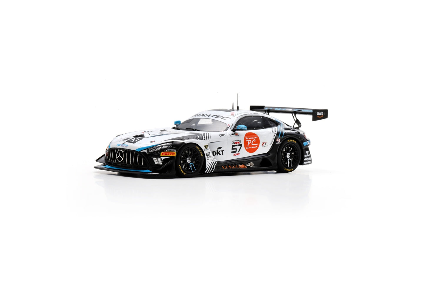 Spark SB803 1/43 Mercedes-AMG GT3 EVO No.57 Winward Racing 3rd Silver class 24H Spa 2024 T. Sathienthirakul – D. Arrow – C. Caresani