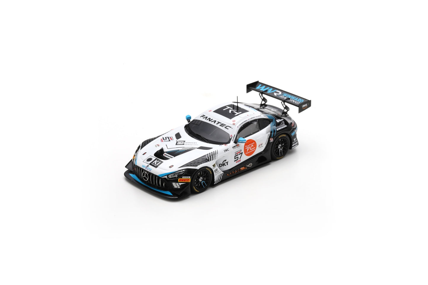 Spark SB803 1/43 Mercedes-AMG GT3 EVO No.57 Winward Racing 3rd Silver class 24H Spa 2024 T. Sathienthirakul – D. Arrow – C. Caresani