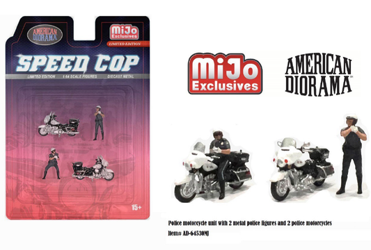 American Diorama AD-64530MJ 1/64 フィギュア スピードコップポリス バイク 4個セット