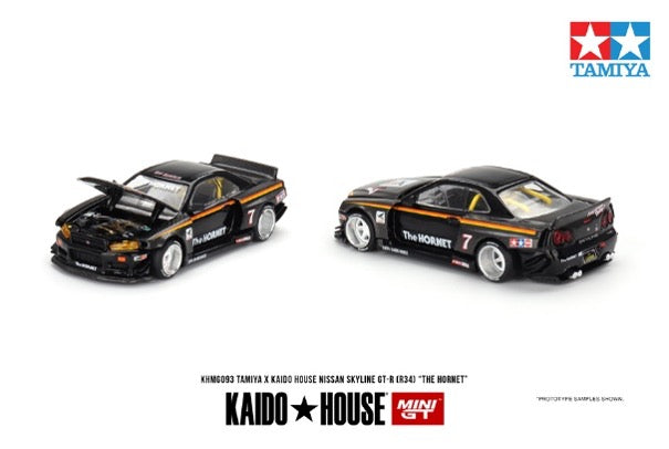 MINI GT KHMG093 1/64 Nissan スカイライン GT-R R34 Kaido Works タミヤ ホーネット V1(右ハンドル)
