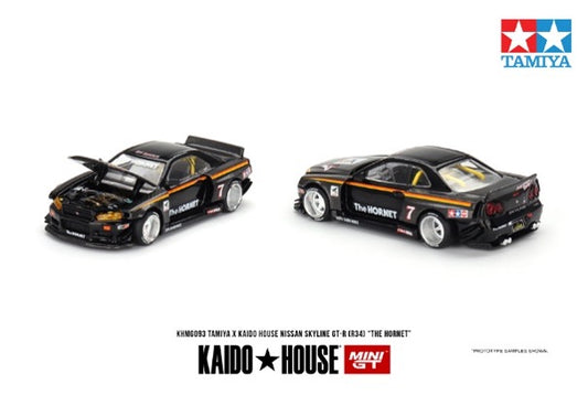 【2023年11月以降発売予定】 MINI GT KHMG093 1/64 Nissan スカイライン GT-R R34 Kaido Works タミヤ ホーネット V1(右ハンドル)