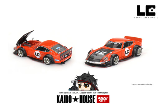 【2024年3月以降発売予定】 MINI GT KHMG100 1/64 Nissan フェアレディ Z Kaido GT 'ORANGE BANG' 
Larry Chen V1(左ハンドル)