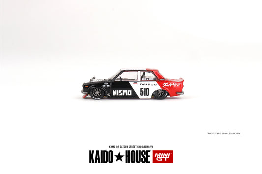 【2024年3月以降発売予定】 MINI GT KHMG102 1/64 ダットサン ストリート KAIDO 510 Racing V1(左ハンドル)