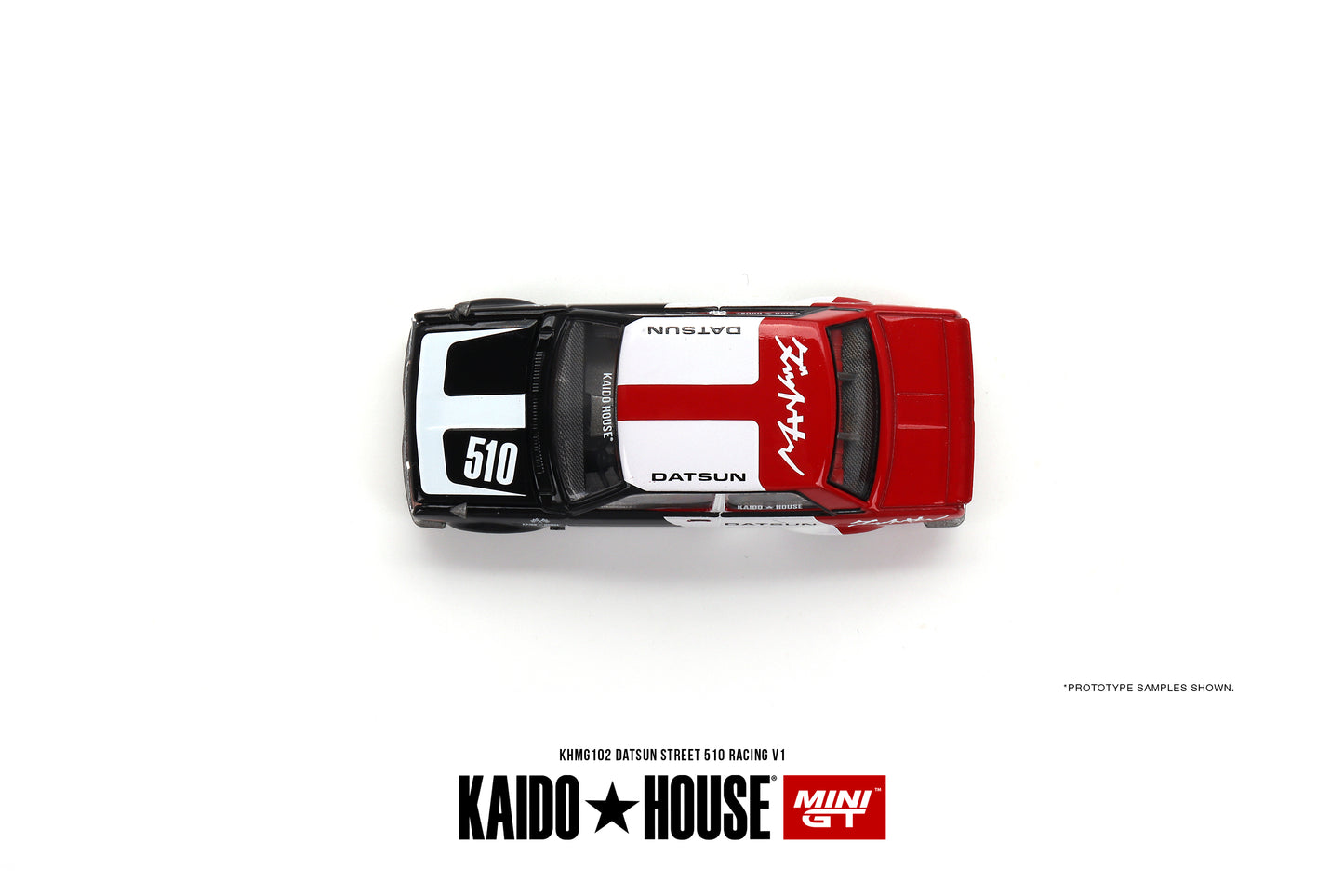 【2024年5月以降発売予定】 MINI GT KHMG102 1/64 ダットサン ストリート KAIDO 510 Racing V1(左ハンドル)