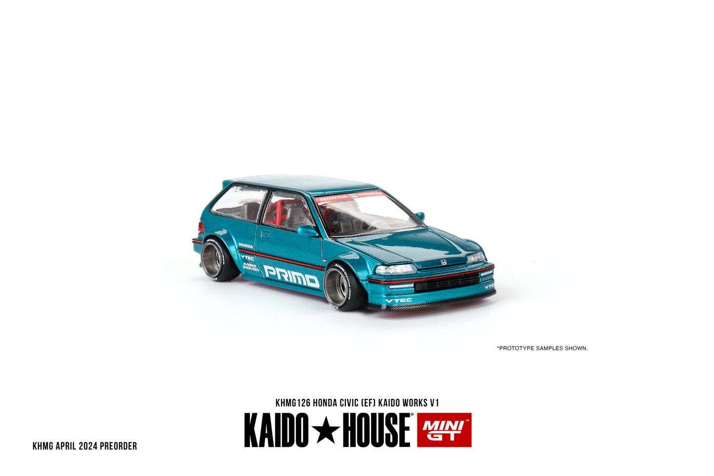 【2024年9月以降発売予定】 MINI GT KHMG126 1/64 Honda シビック EF Kaido Works V1(左ハンドル)