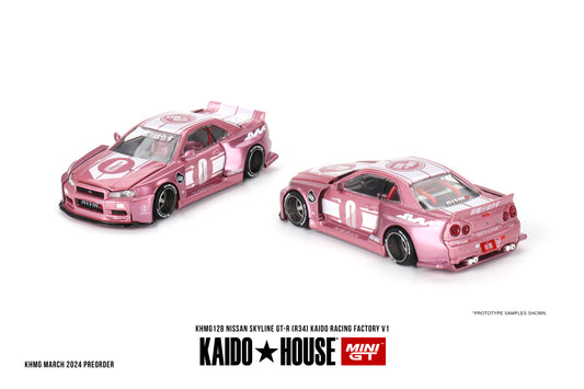 【2024年8月以降発売予定】 MINI GT KHMG128 1/64 Nissan スカイライン GT-R R34 KAIDO RACING FACTORY V1(右ハンドル)