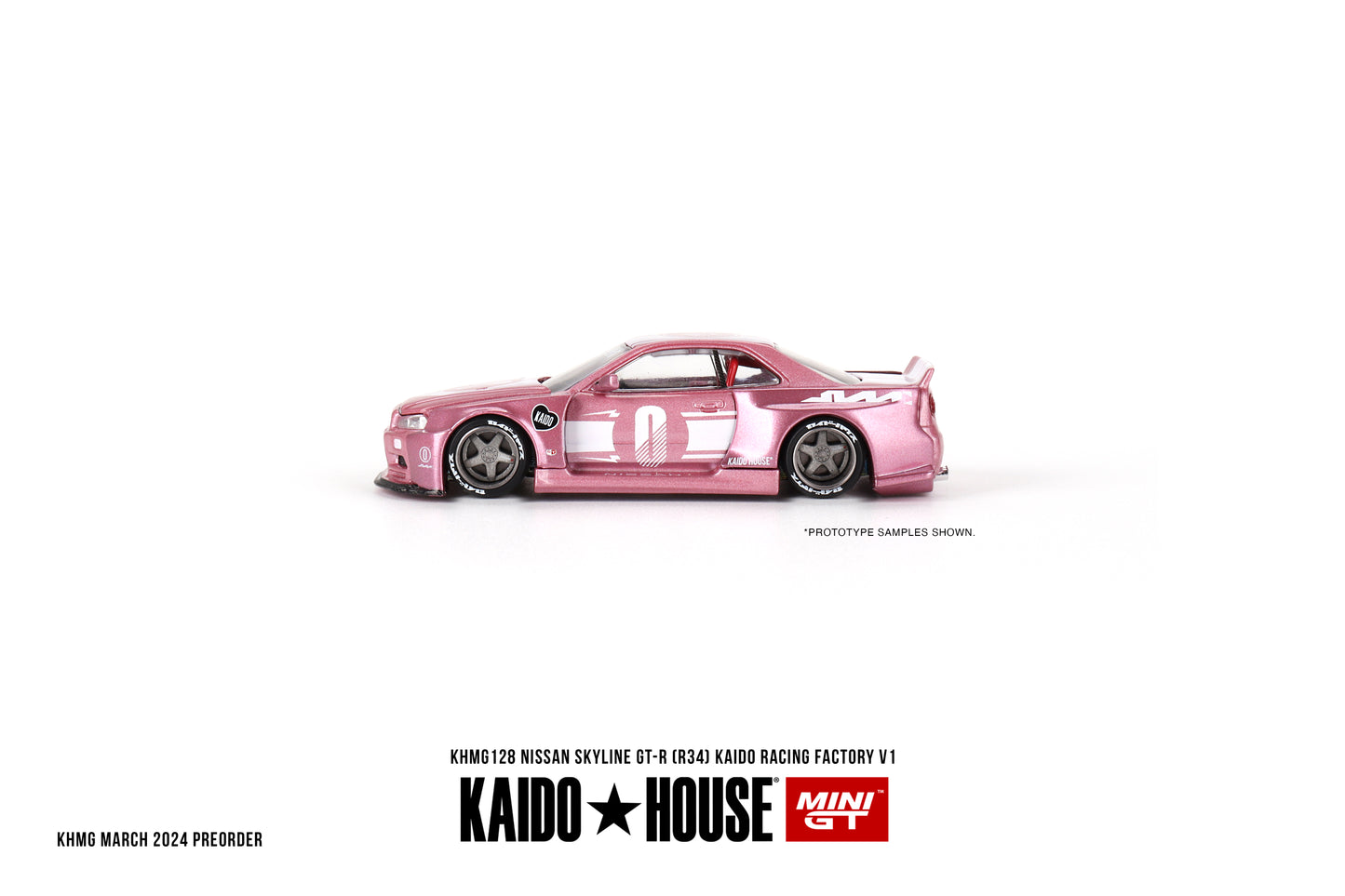 【2024年8月以降発売予定】 MINI GT KHMG128 1/64 Nissan スカイライン GT-R R34 KAIDO RACING FACTORY V1(右ハンドル)