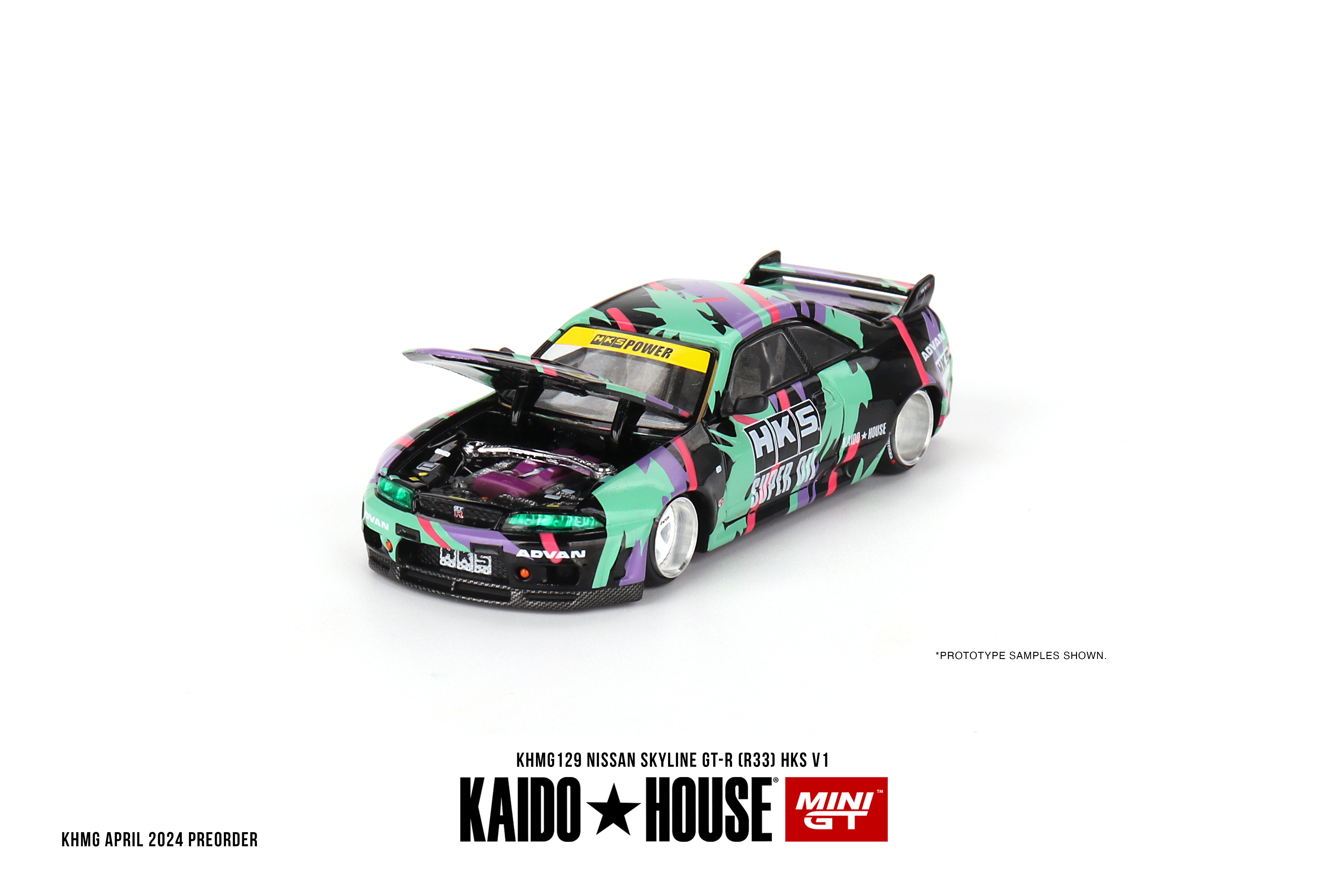 MINI GT KHMG129 1/64 Nissan スカイライン GT-R R33 HKS V1(右ハンドル) – Racing Models