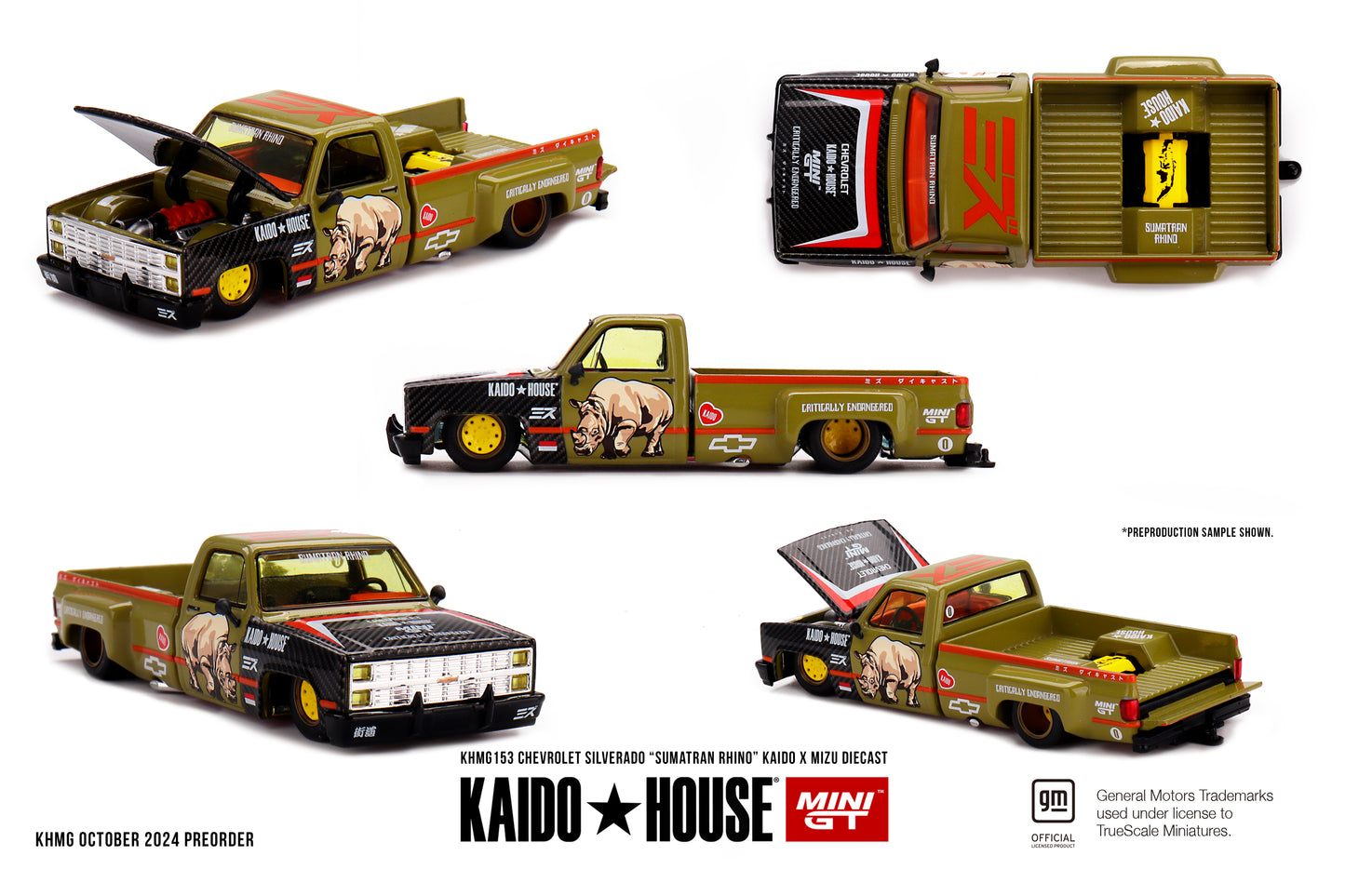 MINI GT KHMG153 1/64 シボレー シルバラード "スマトラサイ" KAIDO x ミズ ダイキャスト(左ハンドル)