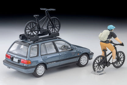 【2026年6月発売予定】 TLV 1/64 LV-N297c ホンダ シビックシャトル RT X (青) 90年式 フィギュア､マウンテンバイク付