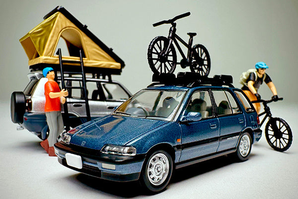 【2026年6月発売予定】 TLV 1/64 LV-N297c ホンダ シビックシャトル RT X (青) 90年式 フィギュア､マウンテンバイク付