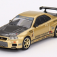 MINI GT MGT00676-R 1/64 Nissan スカイライン GT-R R34 Top Secret Gold (右ハンドル)日本限定