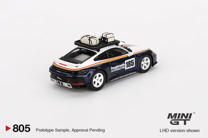 【2024年11月以降発売予定】 MINI GT MGT00805 1/64 ポルシェ 911 ダカール ラリー デザインパッケージ　ホワイト/ゲンチアンブルー メタリック