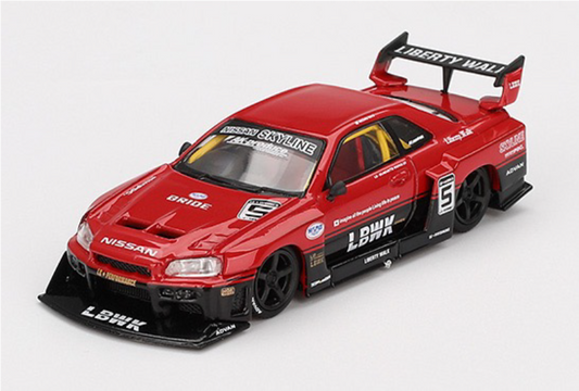 【2024年12月以降発売予定】 MINI GT MGT00843-R 1/64 Nissan LB-ER34 Super Silhouette スカイライン レッド/ブラック(右ハンドル)