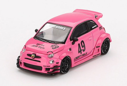 【2025年3月以降発売予定】 MINI GT MGT00851 1/64 アバルト 595 LB-WORKS x Abas Works ピンク