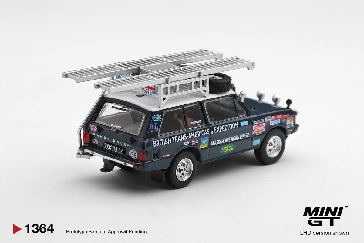 【2027年1月以降発売予定】 MINI GT MGT01364-L 1/64 レンジ ローバー 1971 ブリティッシュ・トランス-アメリカ・エクスペディション VXC-765K(左ハンドル)