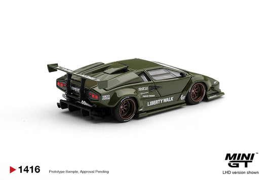 【2027年4月以降発売予定】 MINI GT MGT01416-L 1/64 Lamborghini Countach LB-WORKS Army Green LHD