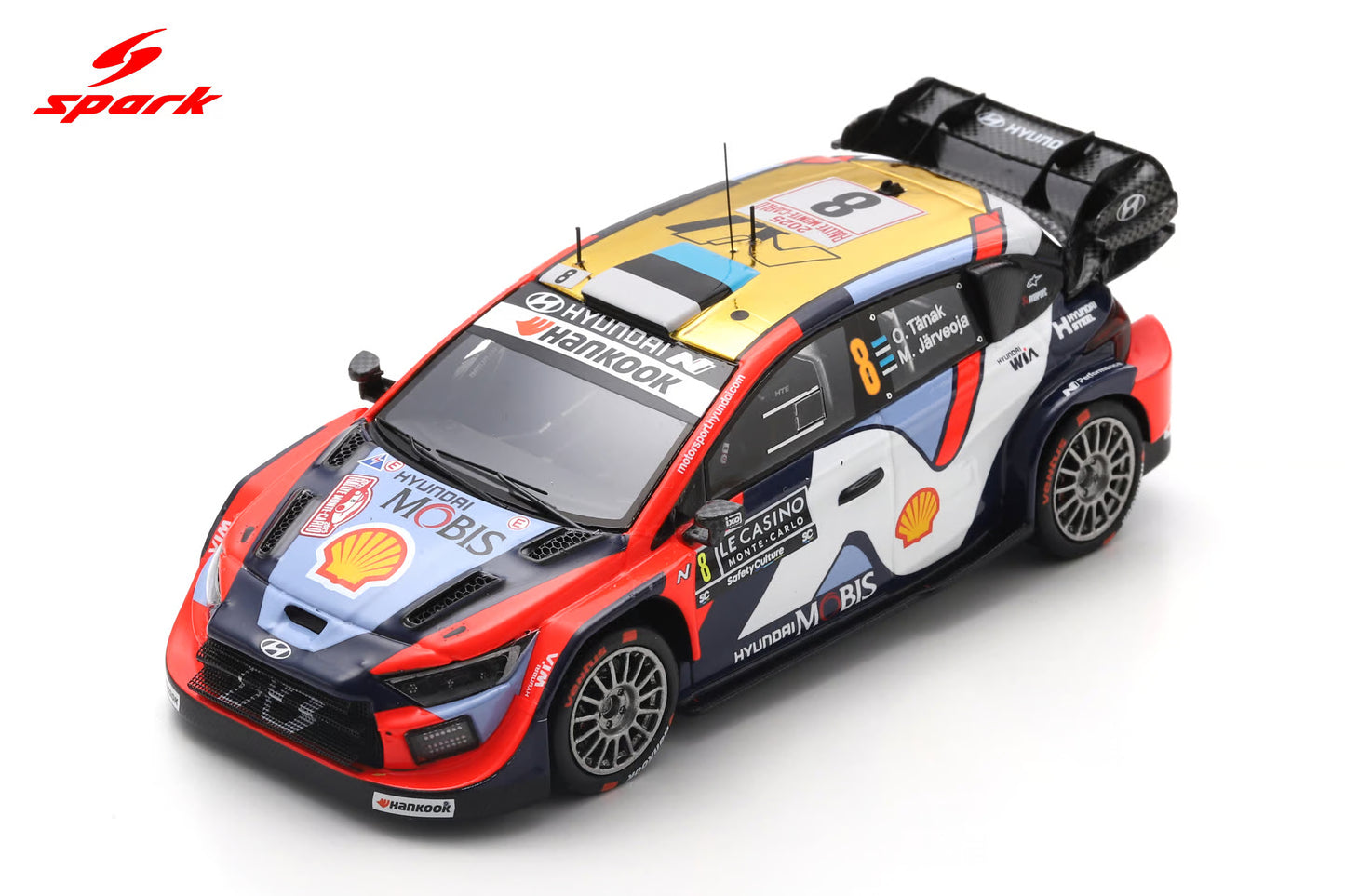 Spark S6908 1/43 Hyundai i20N Rally1 No.8 Rally Monte Carlo 2025 O. Tänak - M. Järveoja