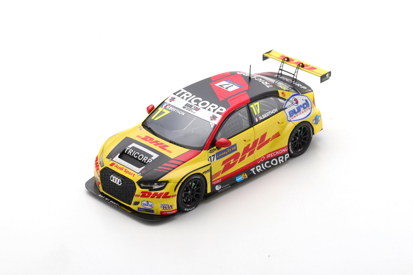 【2023年10月発売予定】Spark S8968 1/43 Audi RS 3 LMS No.17 Comtoyou DHL Audi Sport 3rd Race 3 WTCR 2020 Slovakia 2020 Nathanael Berthon