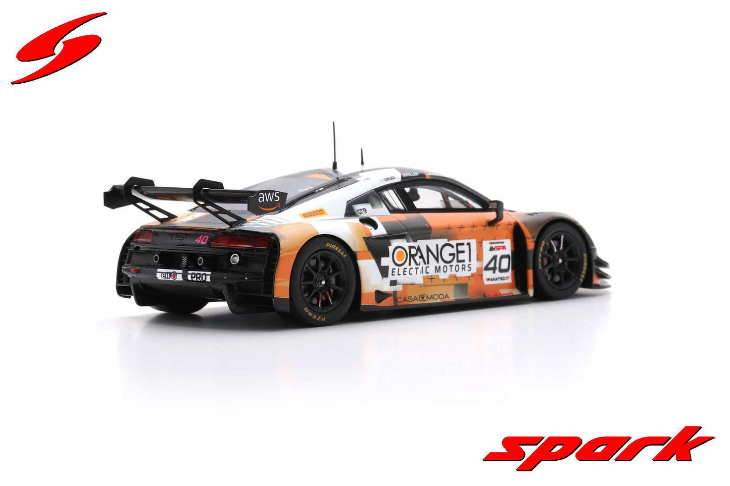 Spark SB704 1/43 Audi R8 LMS GT3 EVO II No.40 Audi Sport Orange 1 7th 24H Spa 2023 R. Feller - M. Drudi - D. Marschall