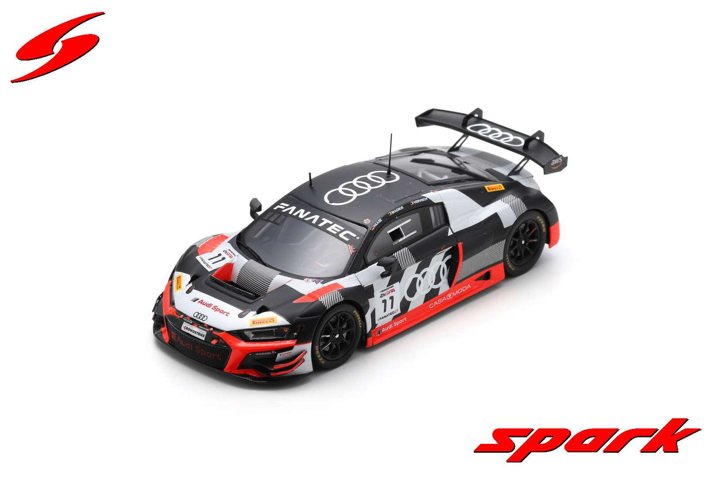 Spark SB705 1/43 Audi R8 LMS GT3 EVO II No.11 Audi Sport Team Comtoyou 8th 24H Spa 2023 C. Haase - G. Magnus - F. Vervisch