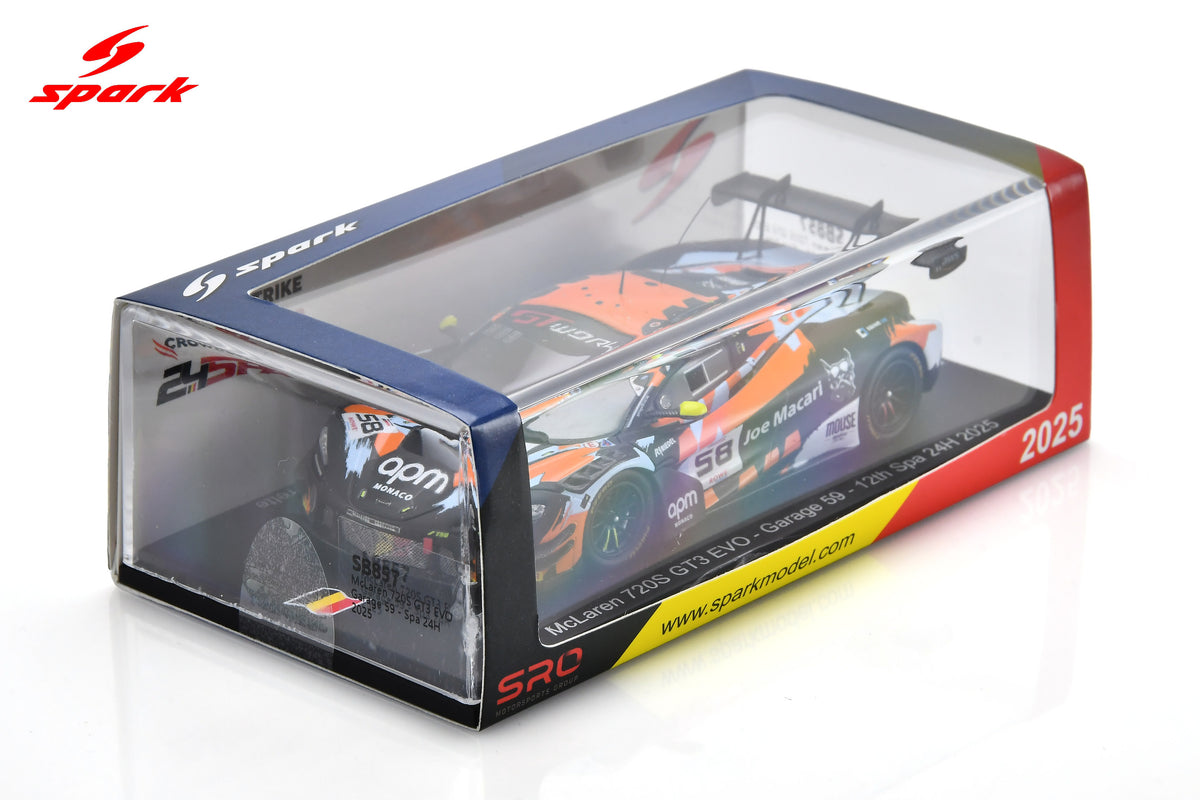 Spark SB857 1/43 McLaren 720S GT3 EVO No.58 Garage 59 24H Spa 2025  A. Smalley - F. Schandorff - D. Macdonald - L. Prette