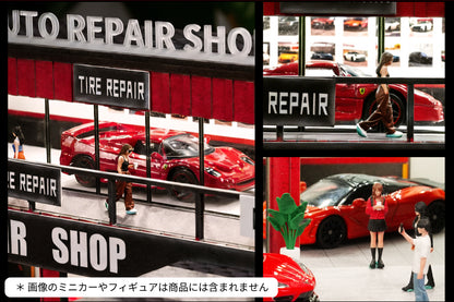 【2026年8月以降発売予定】 SHOUCANGJIA SCJ82055 1/64 Auto Repair Shop (Container Type) with Lights