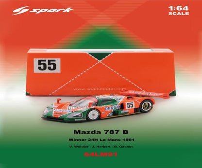 【2026年10月発売予定】 Spark 64LM91 1/64 Mazda 787 B No.55 Winner Le Mans 24H 1991 V. Weidler - J. Herbert - B. Gachot