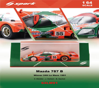 【2026年10月発売予定】 Spark 64LM91 1/64 Mazda 787 B No.55 Winner Le Mans 24H 1991 V. Weidler - J. Herbert - B. Gachot