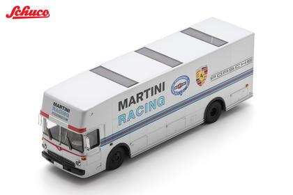 【2026年11月発売予定】 Schuco 43U00130 1/43 1974 Mercedes-Benz O317 race car transporter "MARTINI", silver