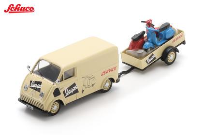 【2026年12月発売予定】 Schuco 43U00123 1/43 1952 DKW Schnelllaster with trailer and 2x Vespa "Vespa Service"