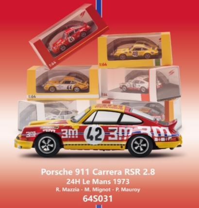 【2026年9月発売予定】 Spark 64S031 1/43 Porsche 911 Carrera RSR 2.8 No.42 24H Le Mans 1973 R. Mazzia - M. Mignot - P. Mauroy