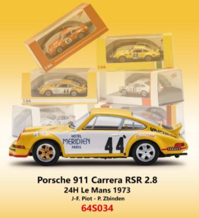 【2026年9月発売予定】 Spark 64S034 1/43 Porsche 911 Carrera RSR 2.8 No.44 24H Le Mans 1973 J-F. Piot - P. Zbinden