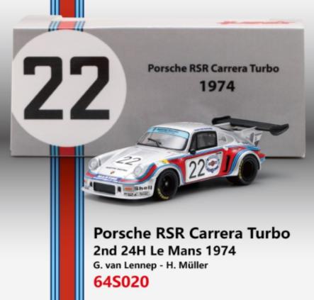 【2026年9月発売予定】 Spark 64S020 1/43 Porsche RSR Carrera Turbo No.22 2nd 24H Le Mans 1974   G. van Lennep - H. Müller