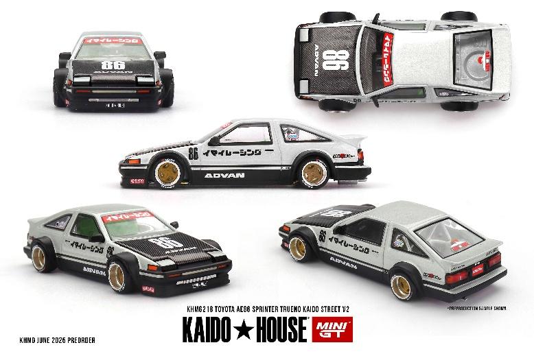 【2025年10月以降発売予定】 MINI GT KHMG218 1/64 Toyota AE86 スプリンタートレノ Kaido Street V2(右ハンドル)
